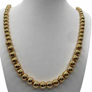 Vintage NAPIER Gold Tone Graduated Pearl Necklace Metal Beads on Chain 23"